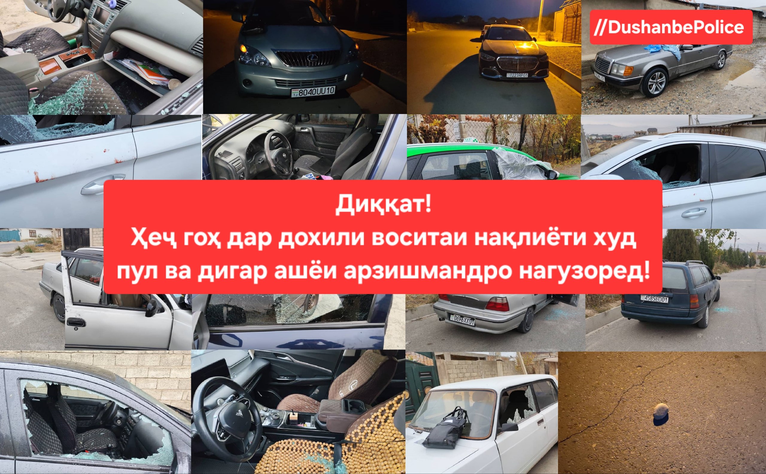 تم الإبلاغ عن 15 حالة سرقة سيارات في دوشانبي خلال شهر واحد.
