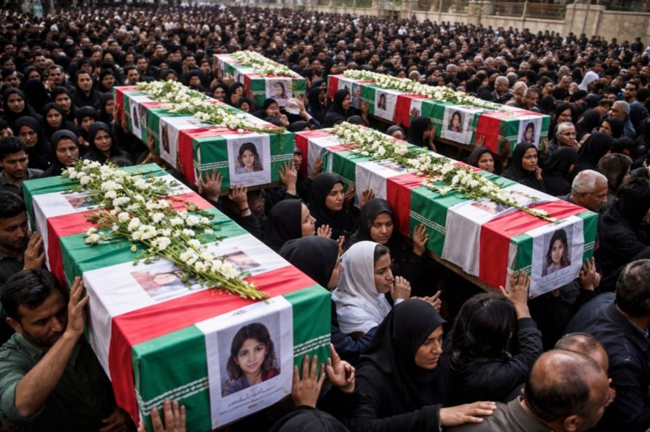 أقيمت جنازات 165 شخصاً قتلوا في الهجوم على المدرسة في ميناب.