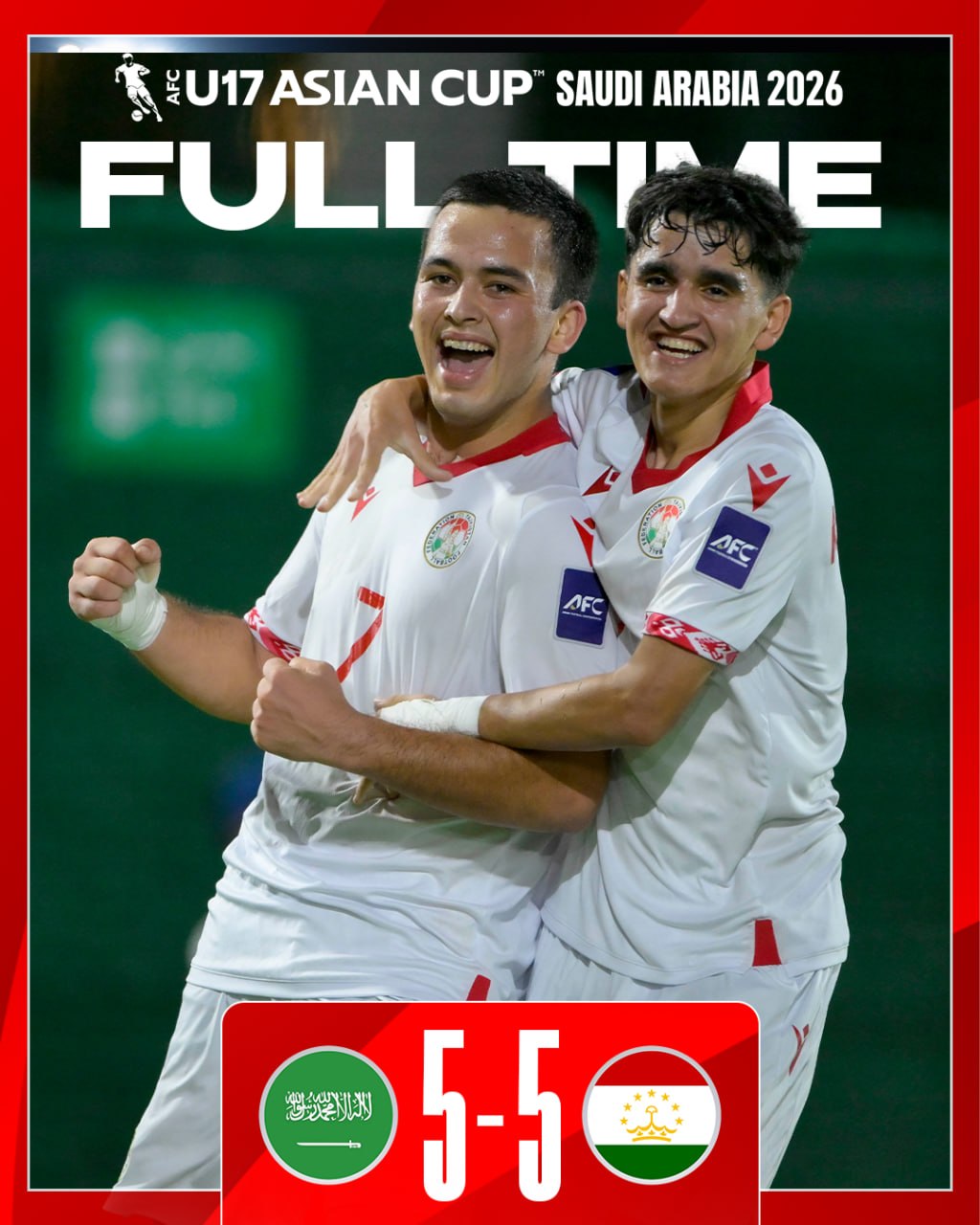 منتخب طاجيكستان تحت 17 سنة يتأهل إلى ربع نهائي كأس آسيا
