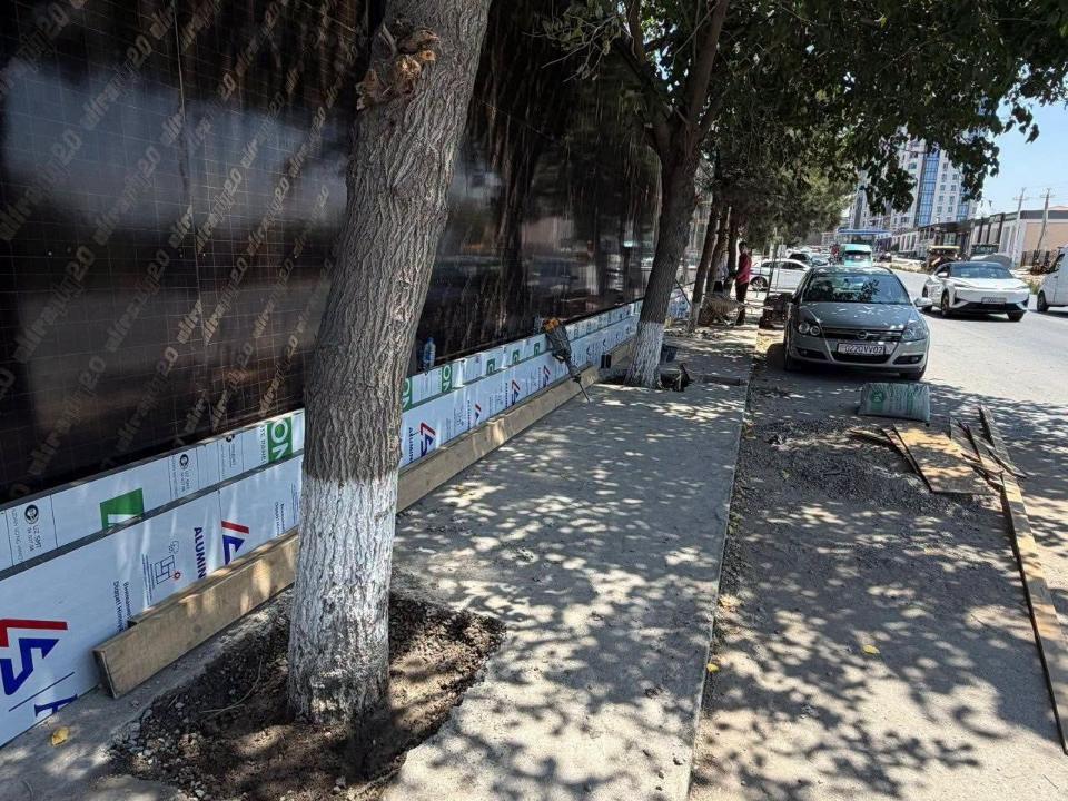 في خوجند، تمت إزالة الأغطية الخرسانية المحيطة بالأشجار بعد نشر منشورات على وسائل التواصل الاجتماعي.